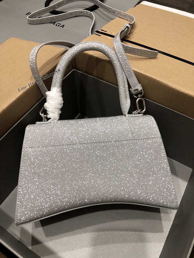 Balenciaga專櫃爆款滿天星大號銀色手提女包 巴黎世家Hourglass沙漏包 fyj1610